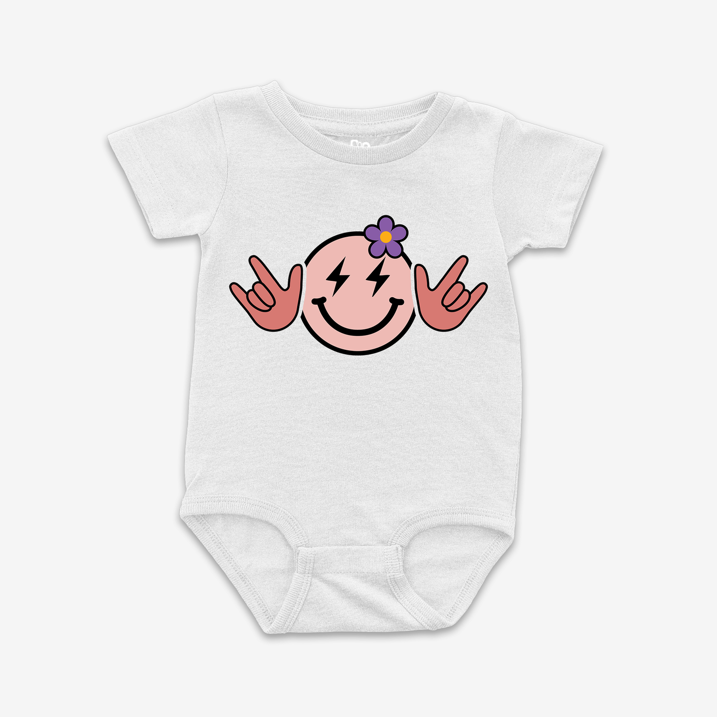Pink Smiley ILY Onesie Tee