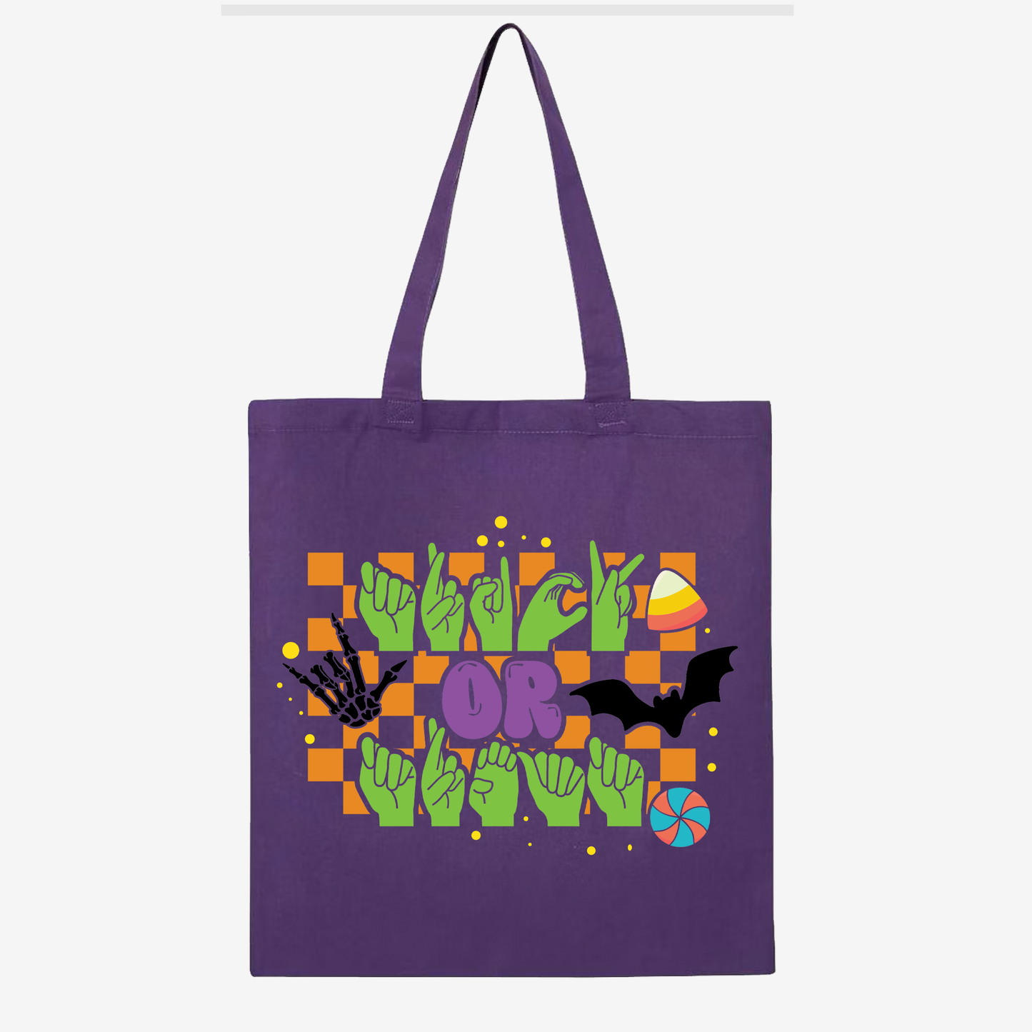 Trick or treat ILY Checkered Tote Bag