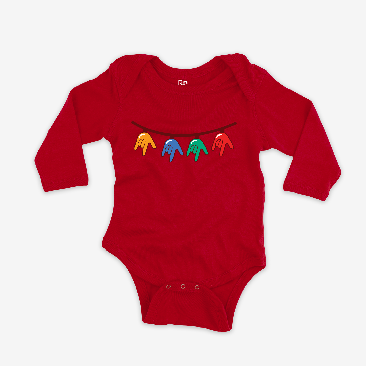 Christmas Light Bulb ILY Onesie Sleeve