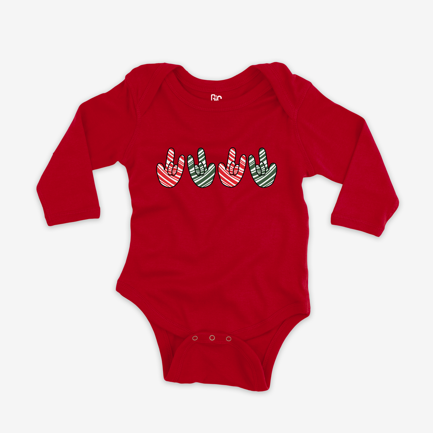 ILY Candy Cane Onesie Sleeve