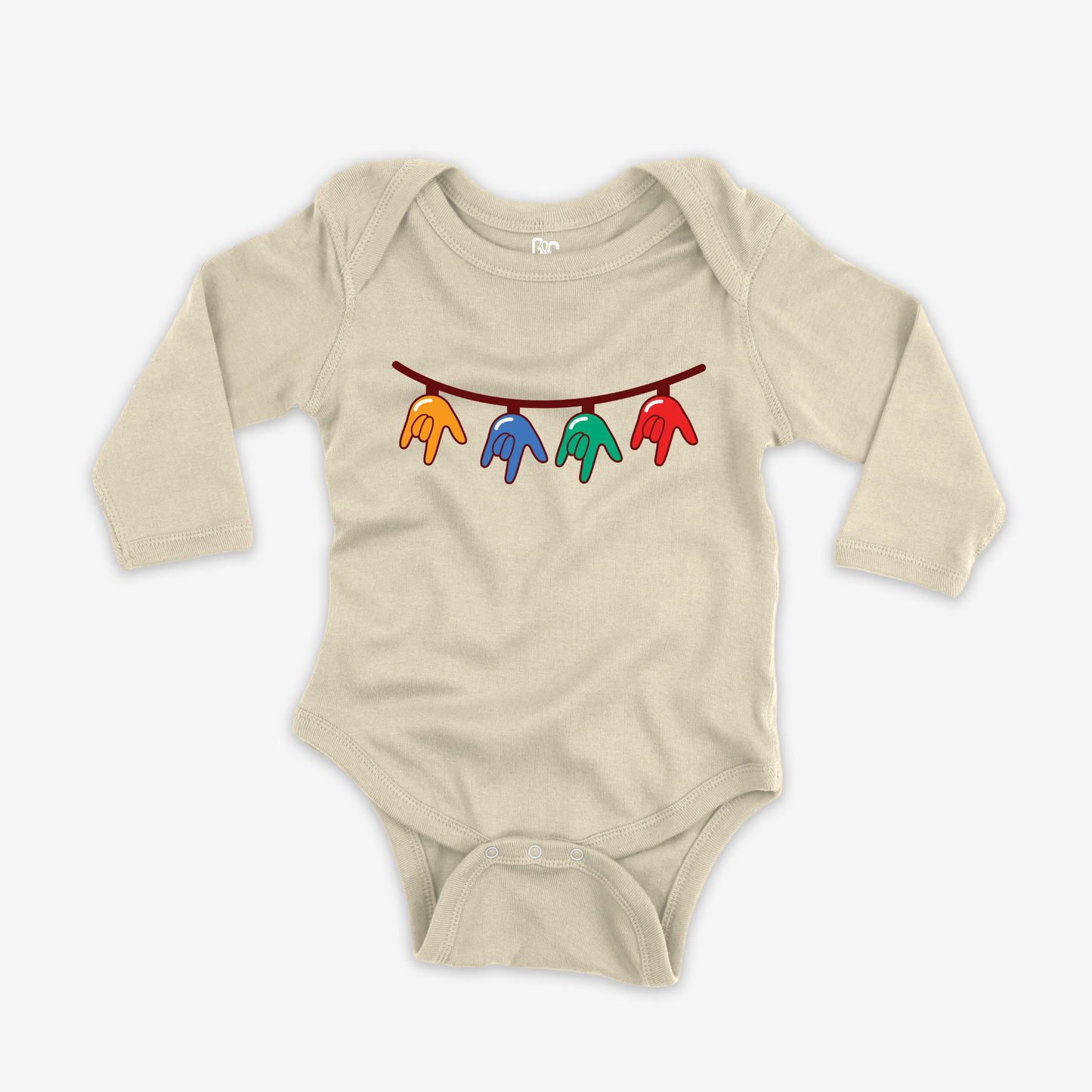 Christmas Light Bulb ILY Onesie Sleeve