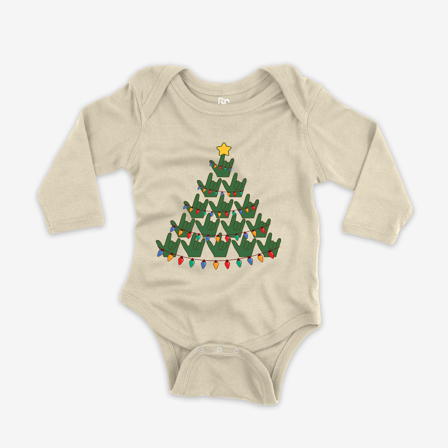 Christmas Tree Light ILY Onesie Sleeve