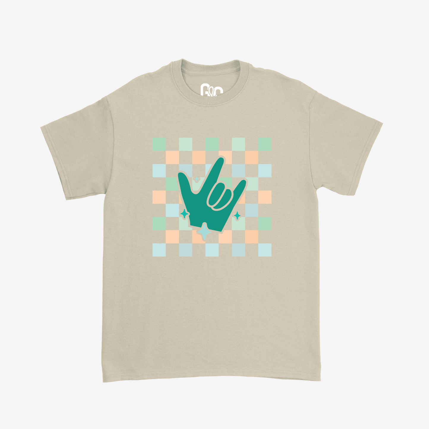 Turquoise Checkered & ILY Tee