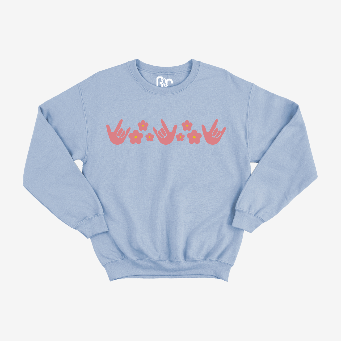 ILY Flower Pattern Crewneck
