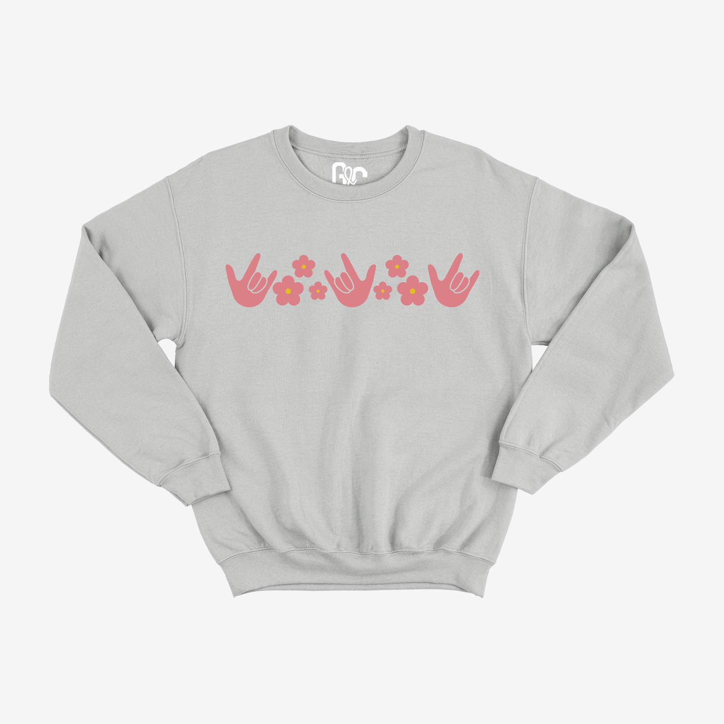 ILY Flower Pattern Crewneck