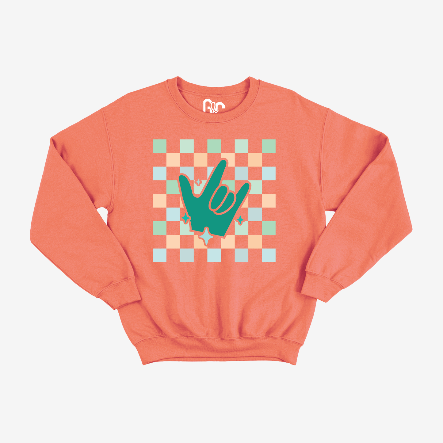 Turquoise Checkered & ILY Crewneck