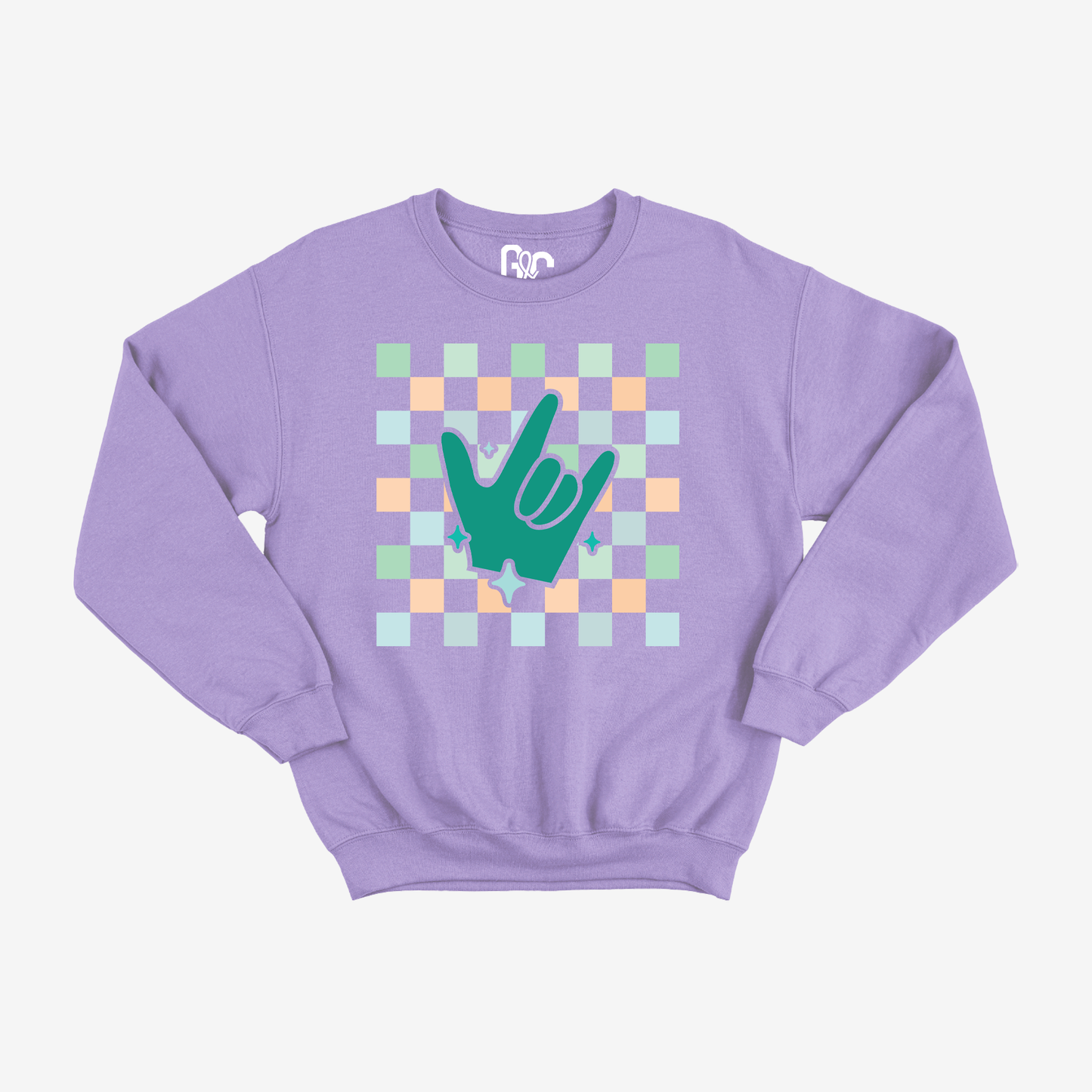 Turquoise Checkered & ILY Crewneck