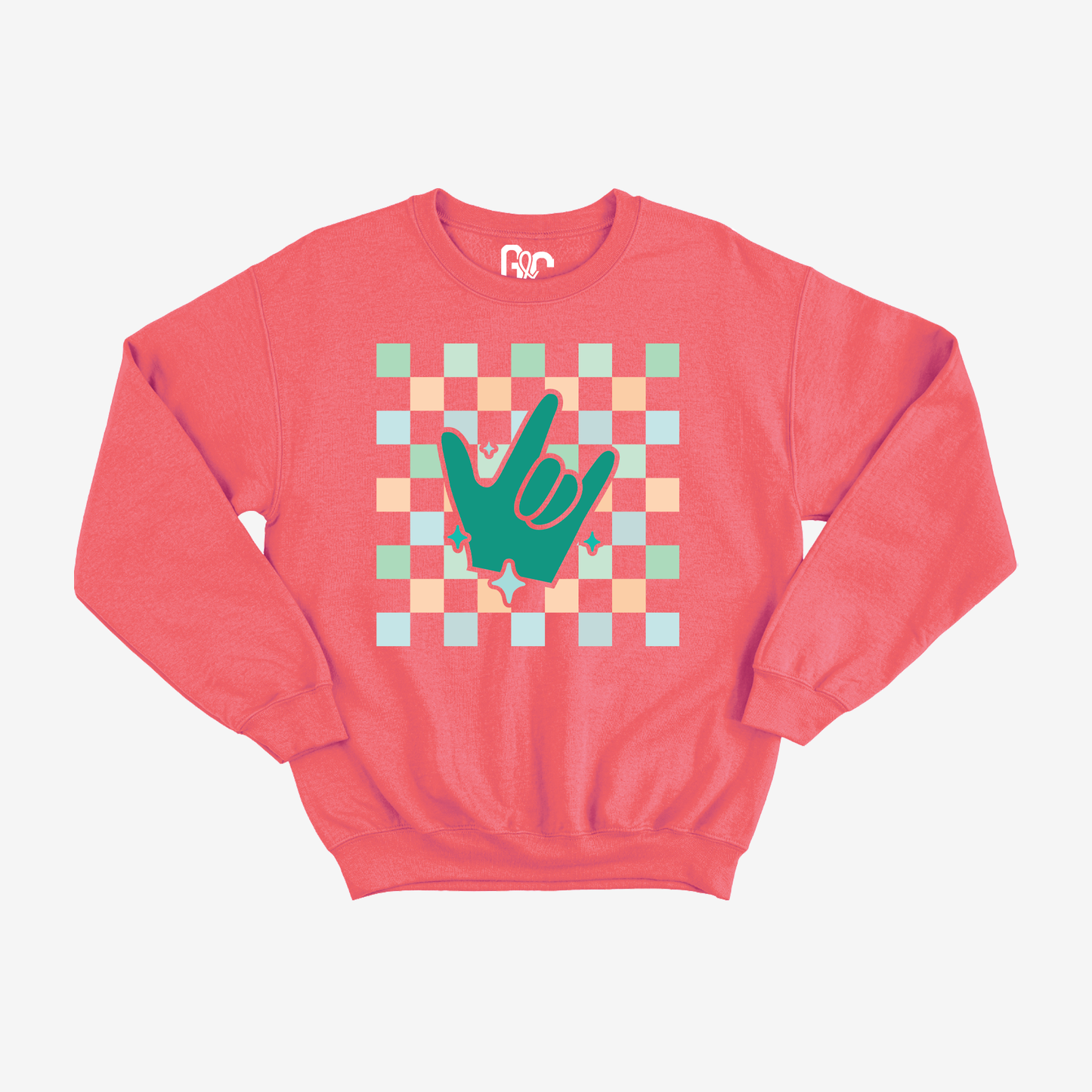 Turquoise Checkered & ILY Crewneck