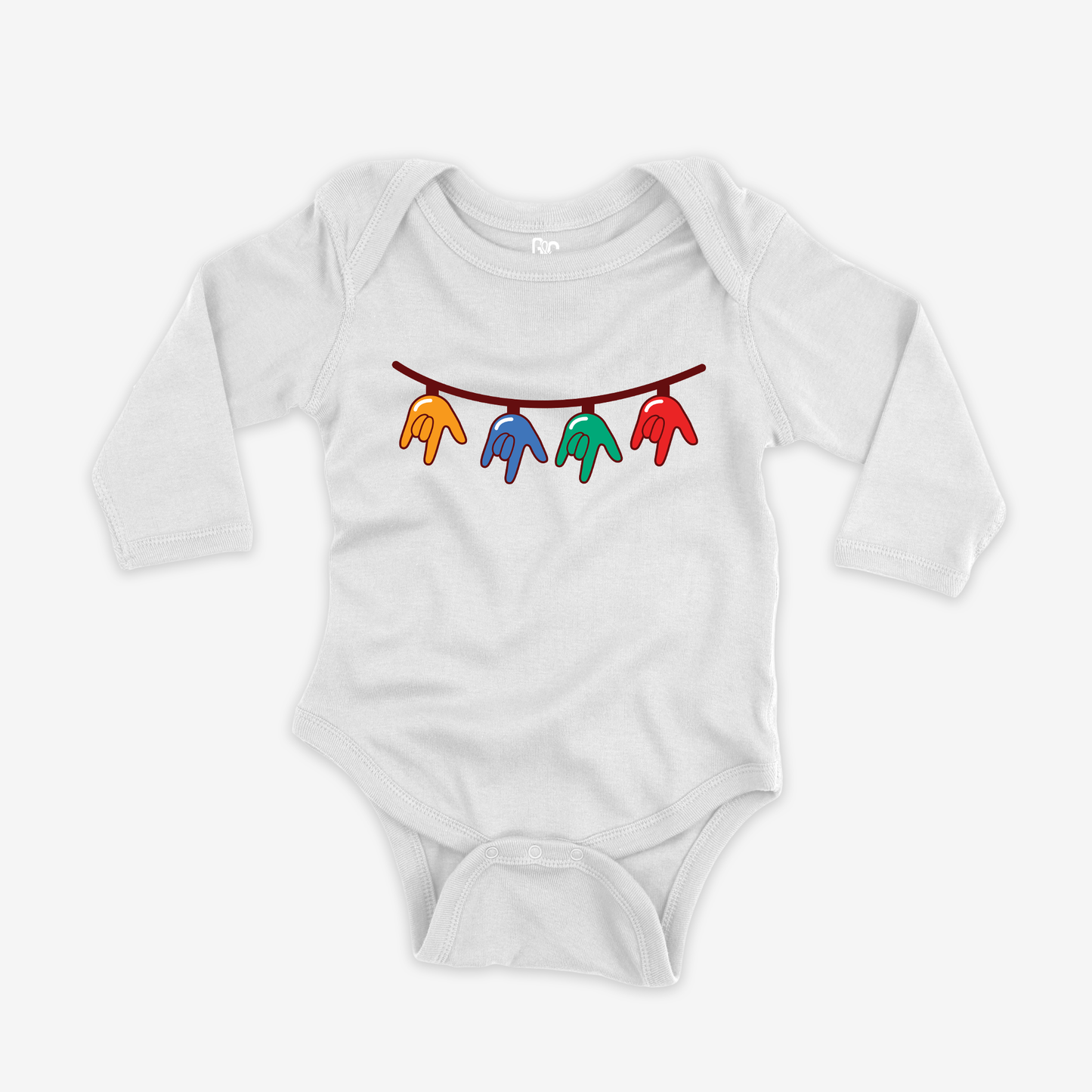 Christmas Light Bulb ILY Onesie Sleeve