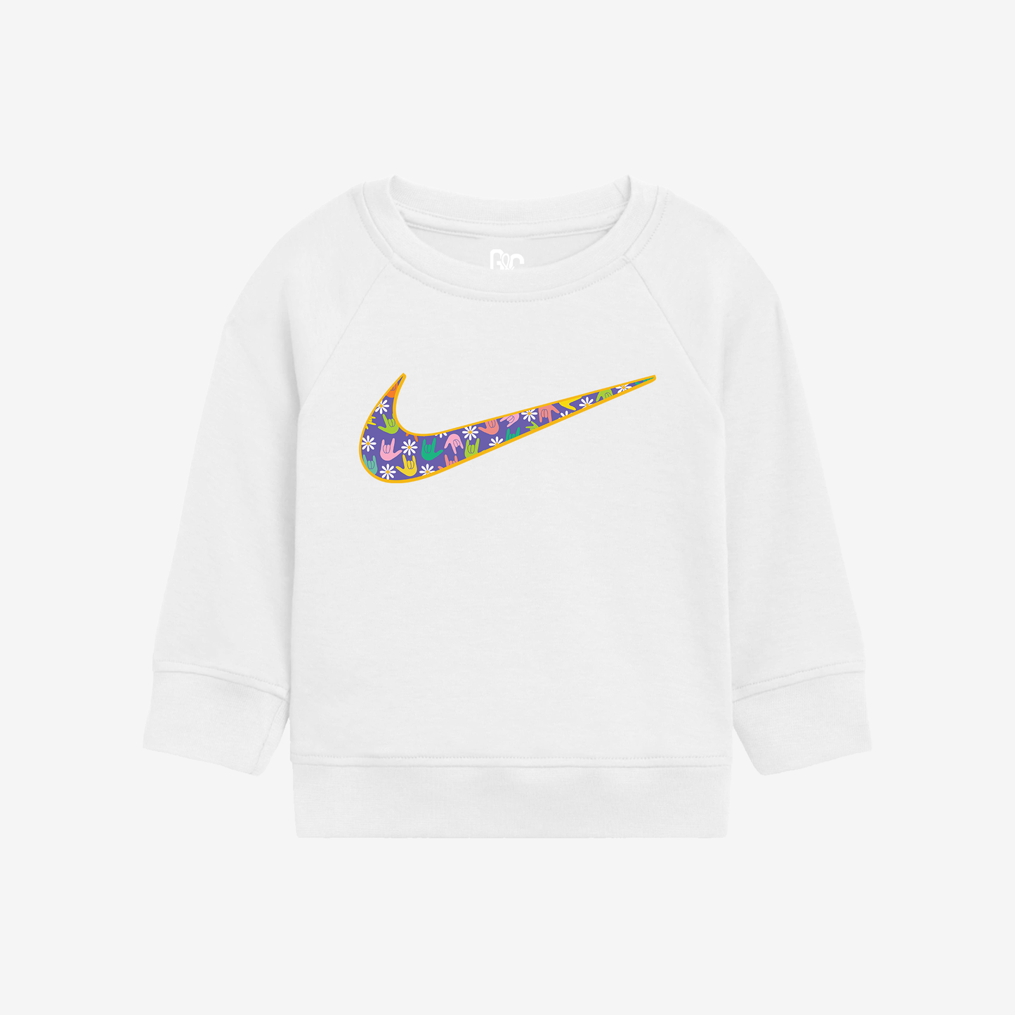 Flower ILY Swoosh Toddler Crewneck