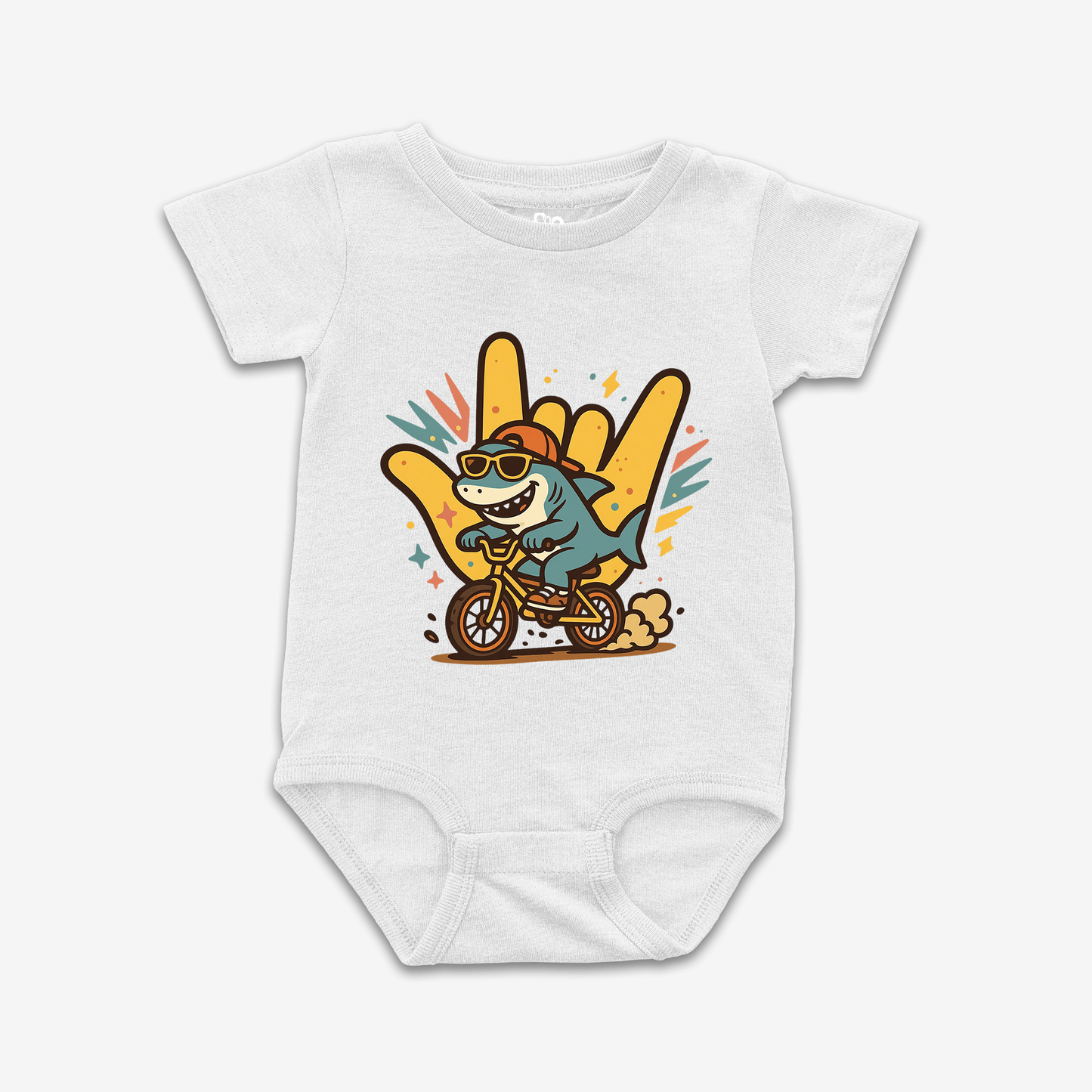 Shark Ride ILY Onesie Tee
