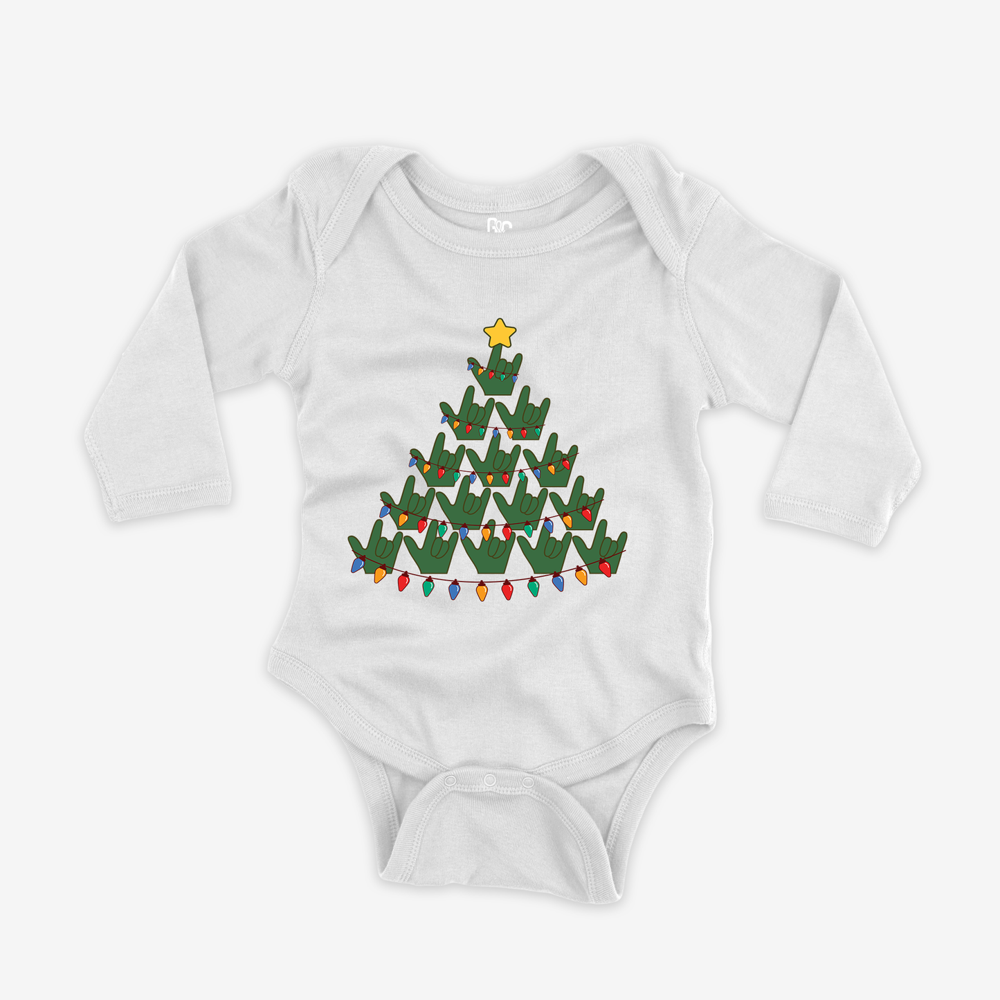Christmas Tree Light ILY Onesie Sleeve