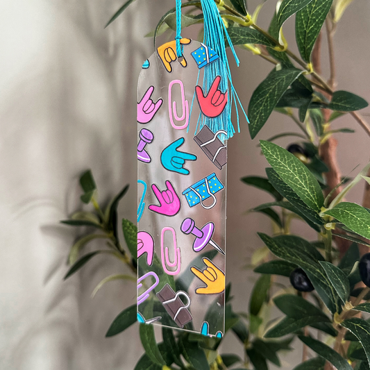 School Supplies ILY Acrylic Bookmark