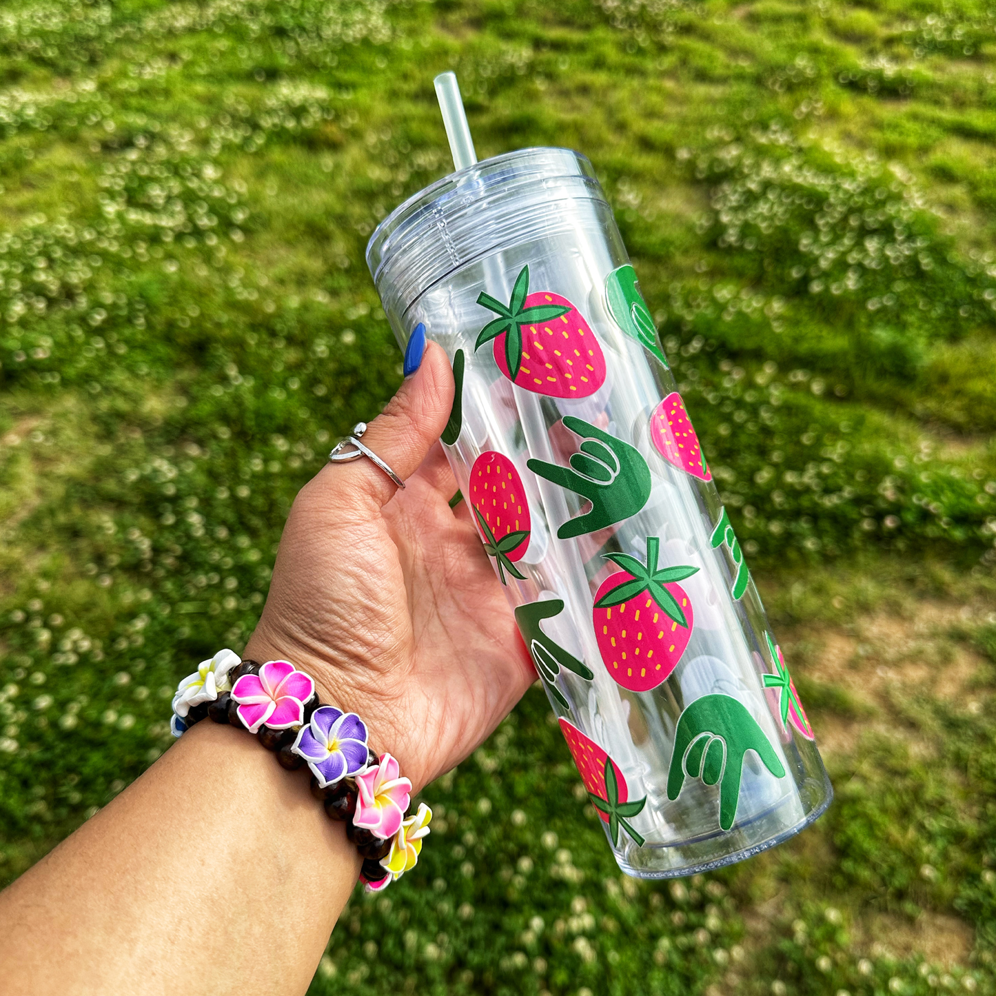 Strawberry Transparent Skinny Tumbler