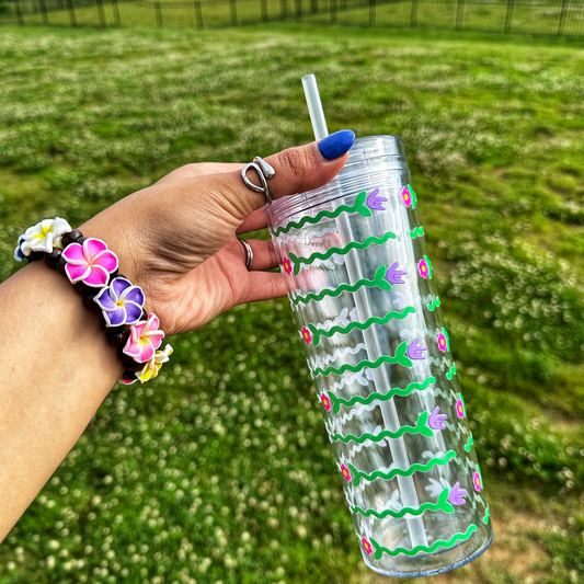Flower Weave Transparent Skinny Tumbler