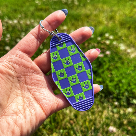 Checkered ILY Motel Keychain