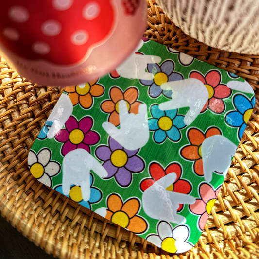 Flower colorful ILY Square Coaster