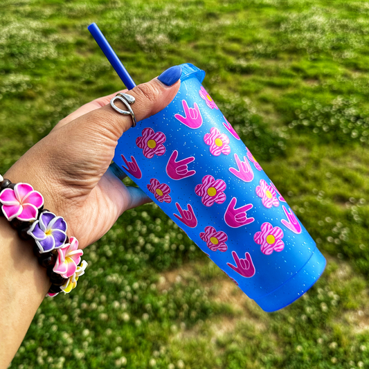 Zebra flower Glitter Cold Cup
