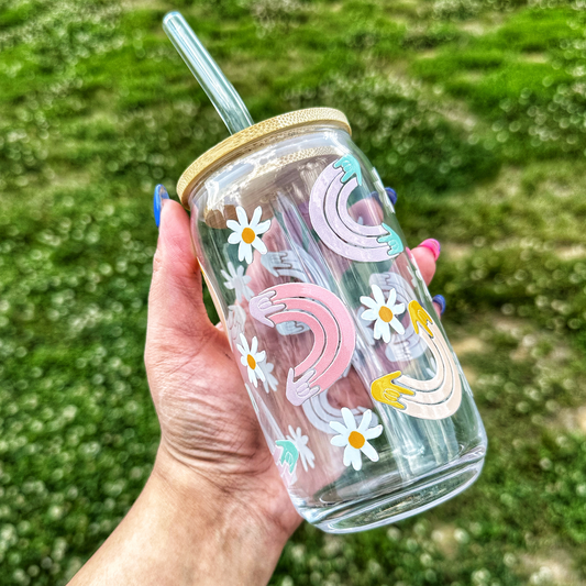 Boho Floral ILY Beer Can