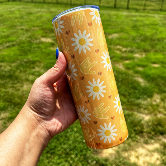 Gold Flower ILY Steel Tumbler