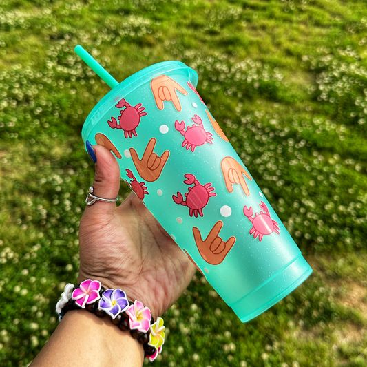 Crab Glitter Cold Cup