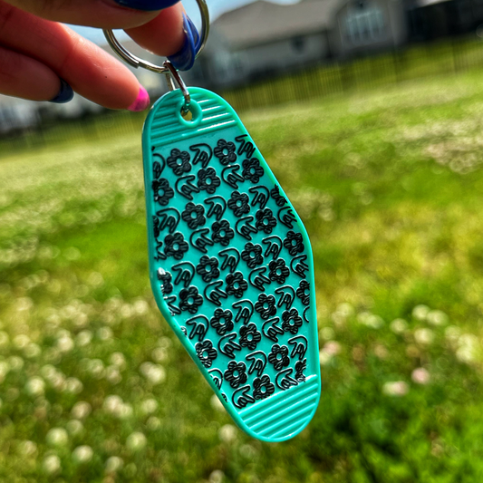 Zebra Flower & ILY Motel Keychain