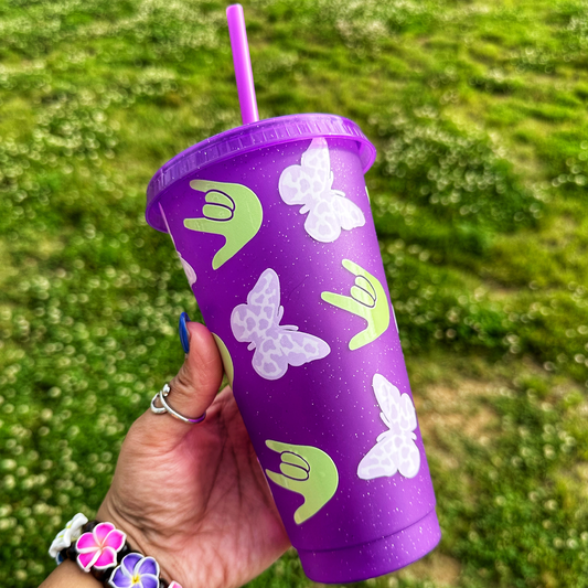 Butterfly Glitter Cold Cup