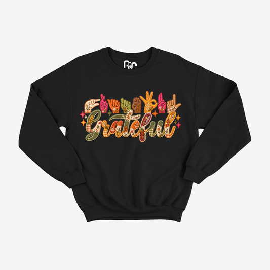 Faux Embroidery Grateful Crewneck