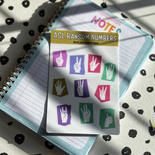 Number ASL Ransom Sticker Sheet