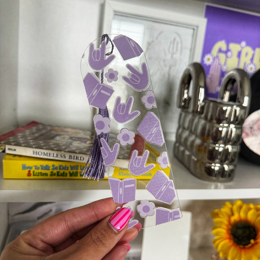 Lavender Book ILY Acrylic Bookmark