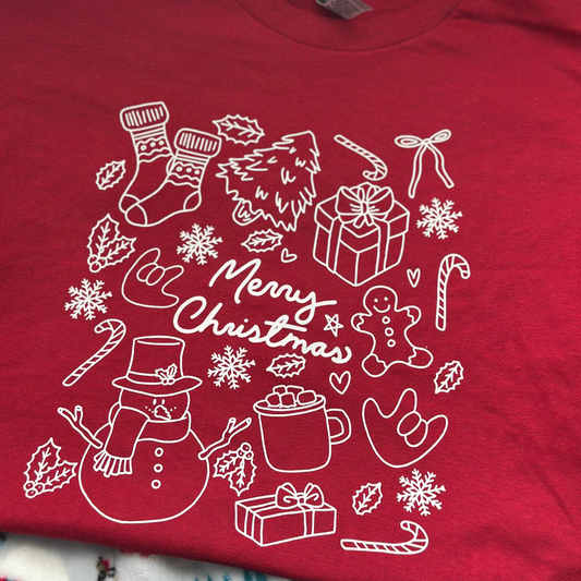 Xmas Doodle ILY - L Red Tee