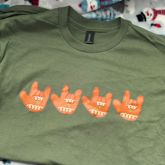 ILY Gingerbread Cookie - S Light Green Tee