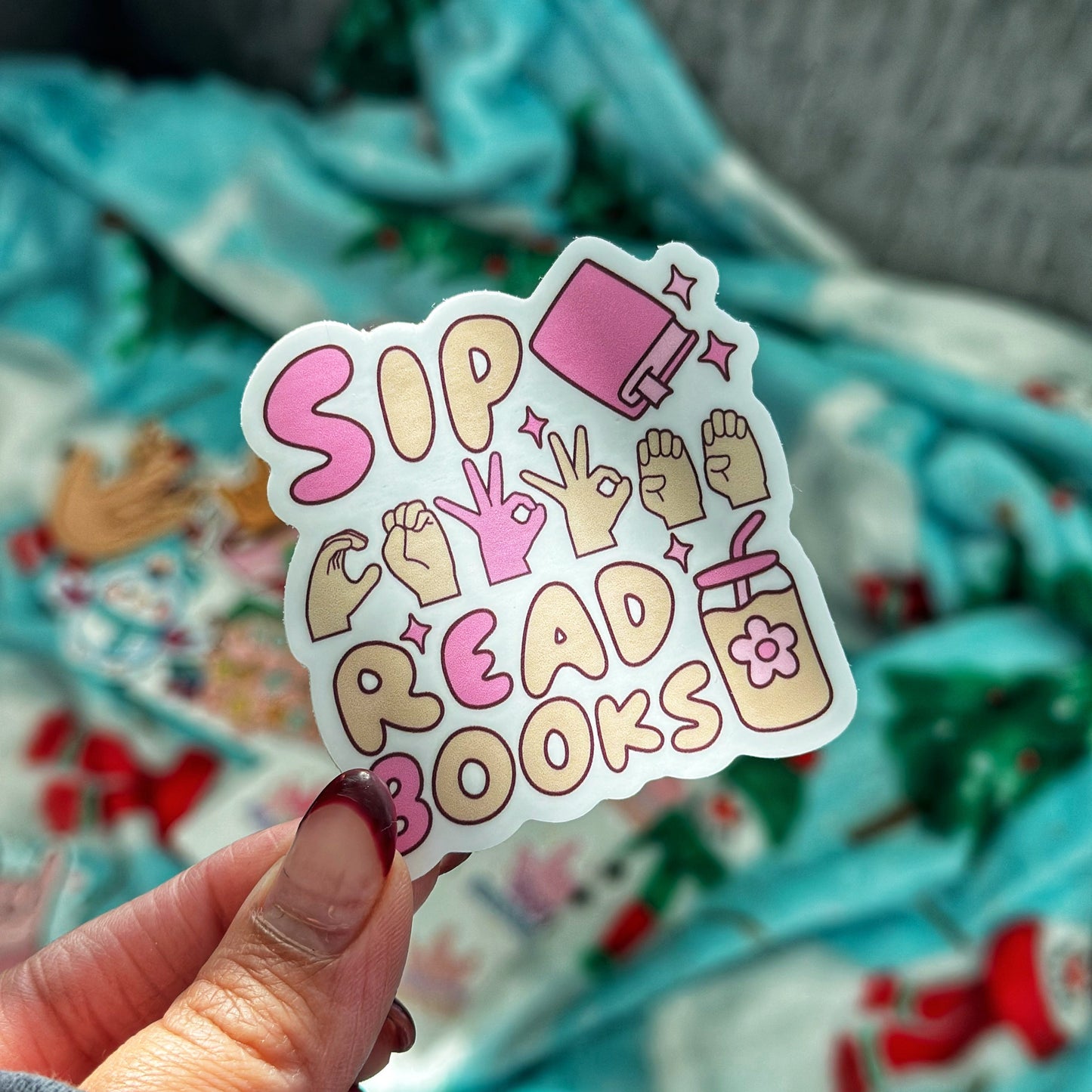 Sip Coffee Read Book Sticker