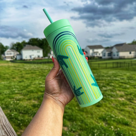 Stripe ILY Kiwi Skinny Tumbler