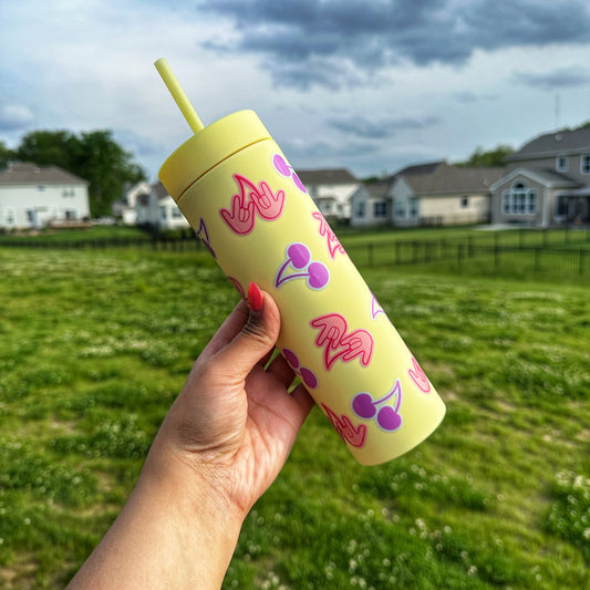 Cherry ILY Yellow Skinny Tumbler