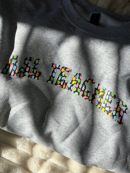 ASL Teacher Alphabet - XL Sport Grey Crewneck
