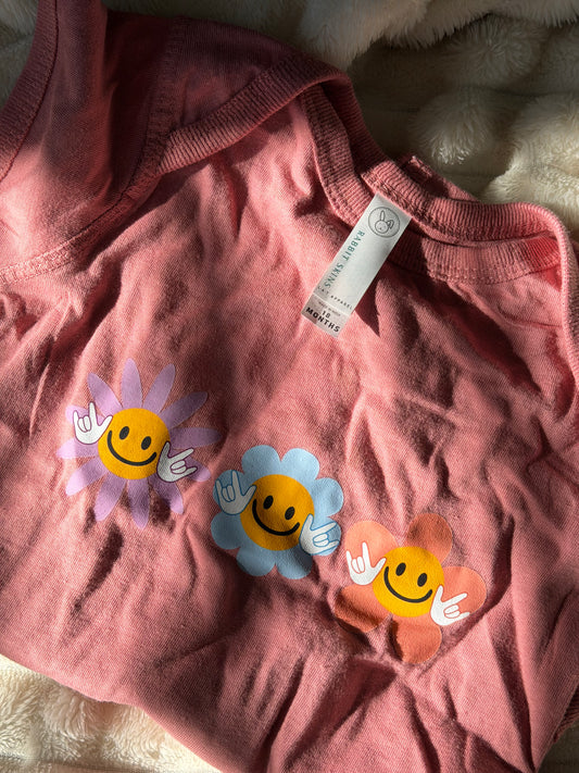 Flower ILY -18M Mauve Onesie Tee