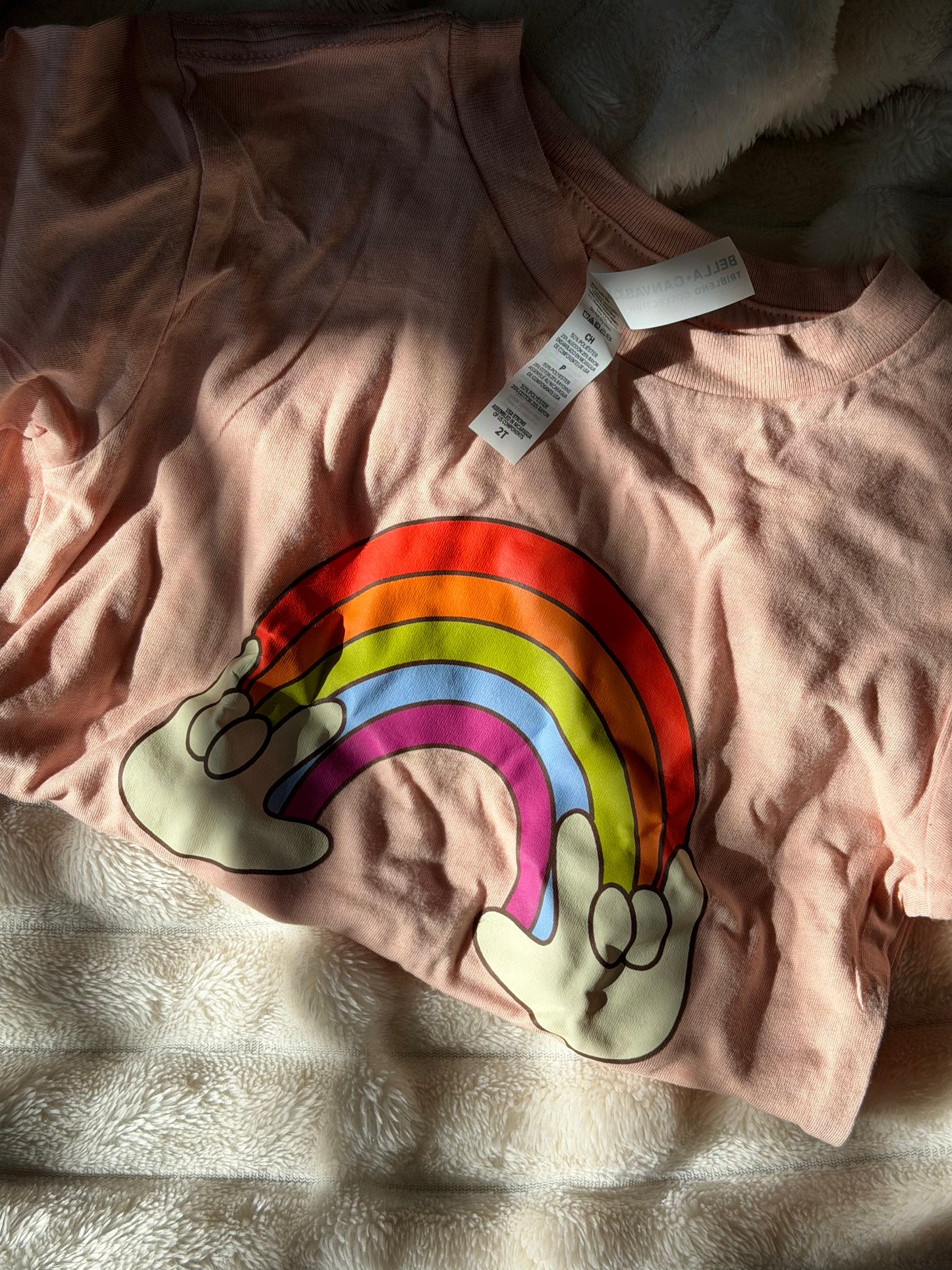 Rainbow ILY - 2T Peach Toddler Tee