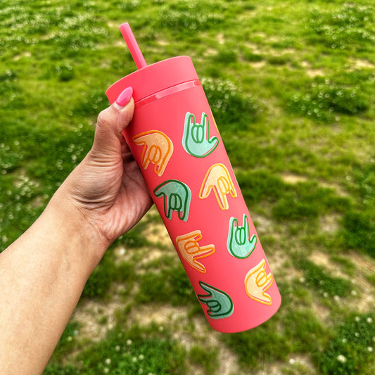 ILY Coral Skinny Tumbler