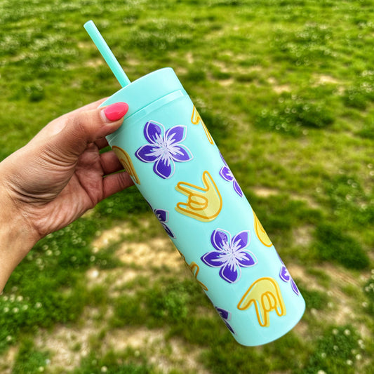 Wildflower ILY Teal Skinny Tumbler