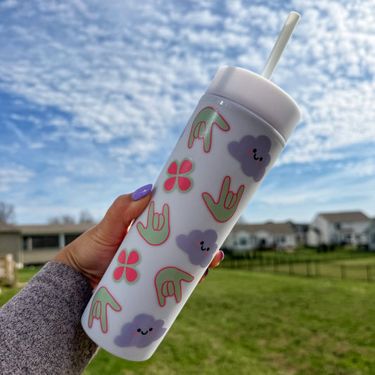Cloud ILY White Skinny Tumbler
