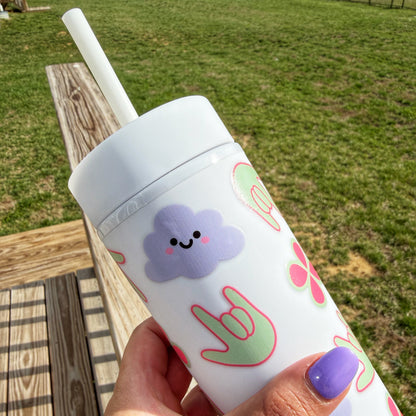 Cloud ILY White Skinny Tumbler
