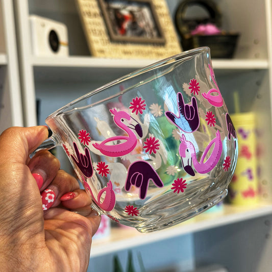 Flamingo ILY Glass Mug