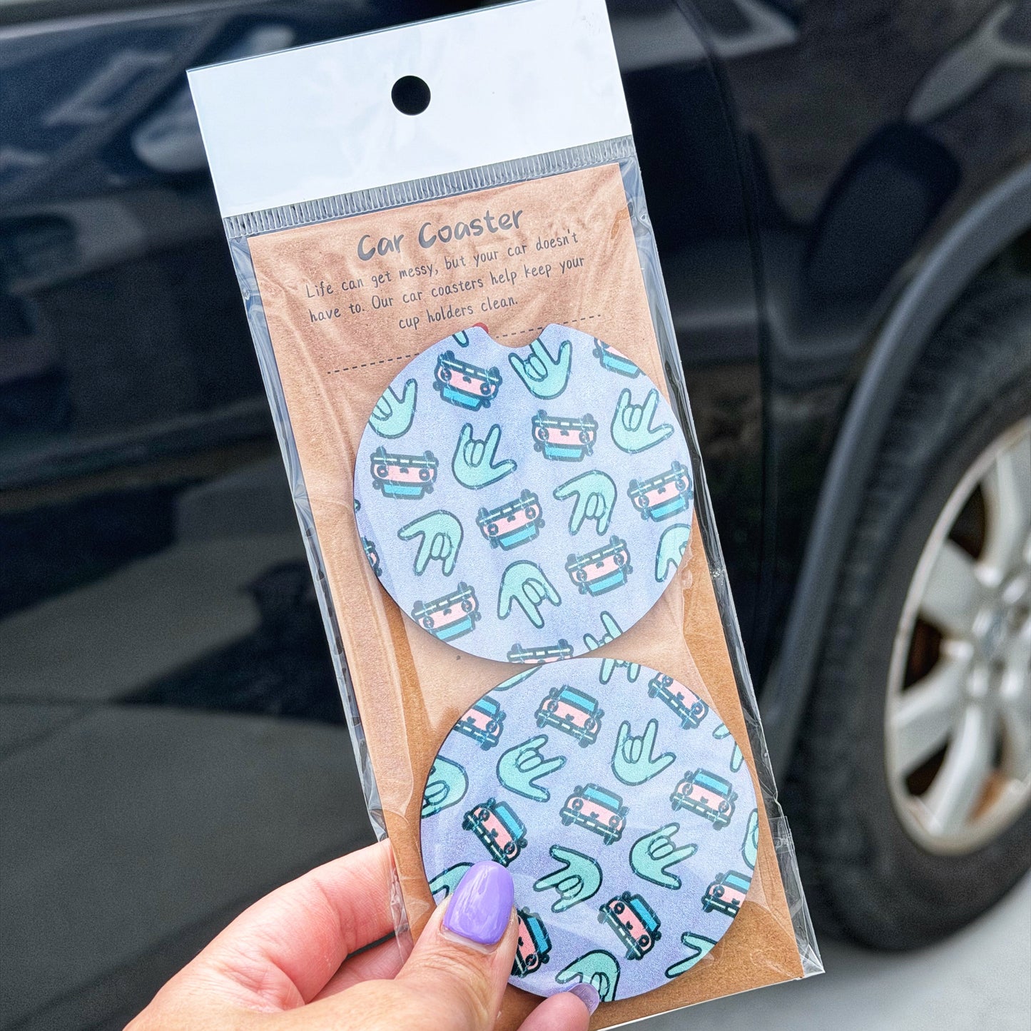 Cute Car ILY Car Coaster