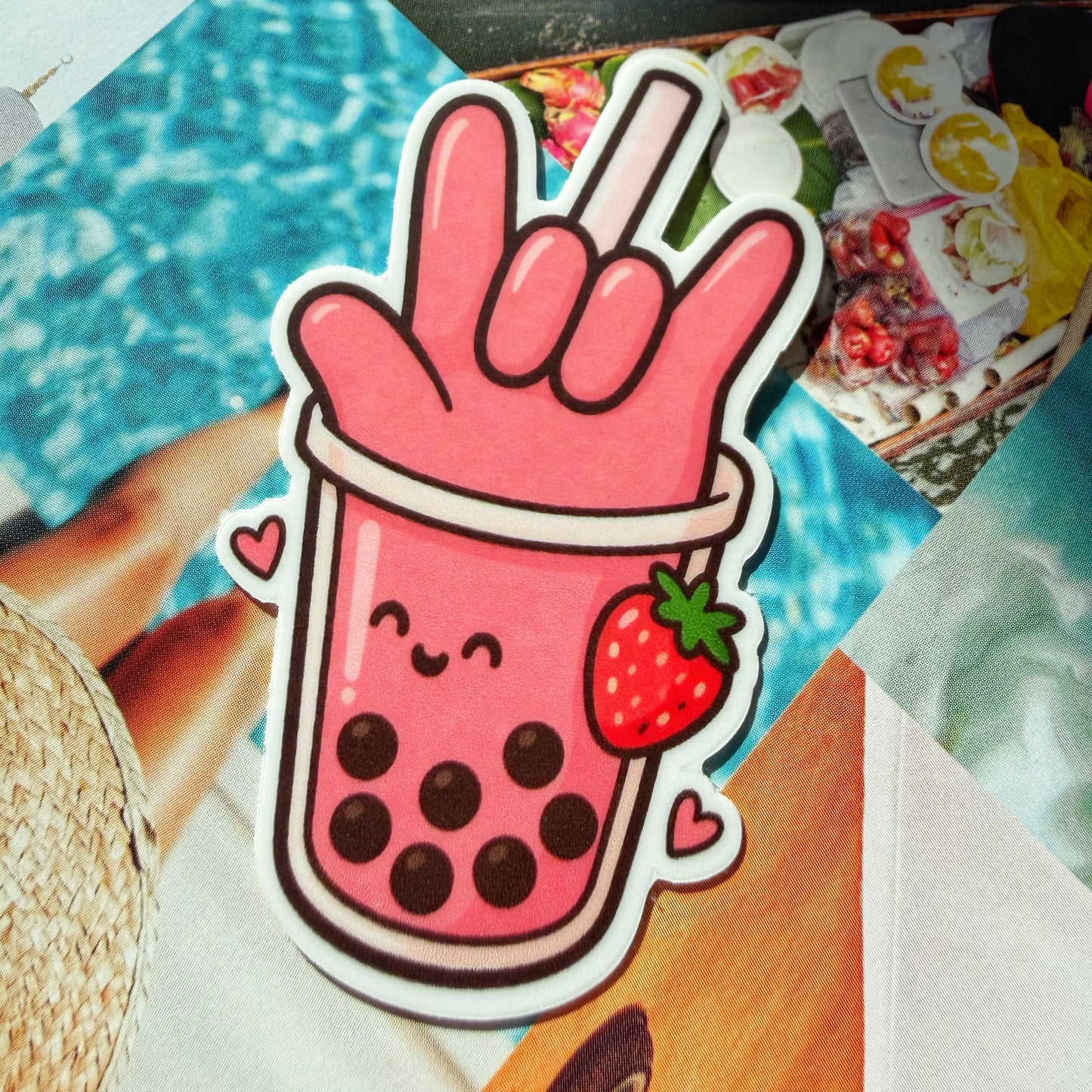 Strawberry Boba ILY Sticker