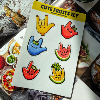 Cute Fruits ILY Sticker Sheet