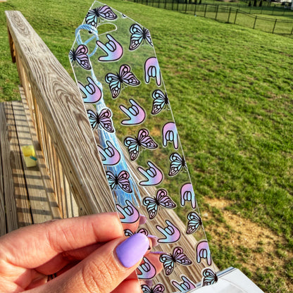 Ombré Butterfly ILY Acrylic Bookmark