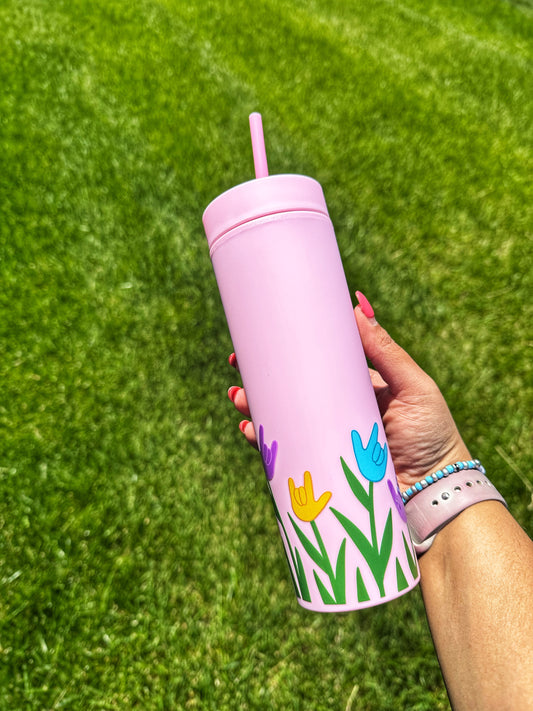 Grass ILY Pink Skinny Tumbler