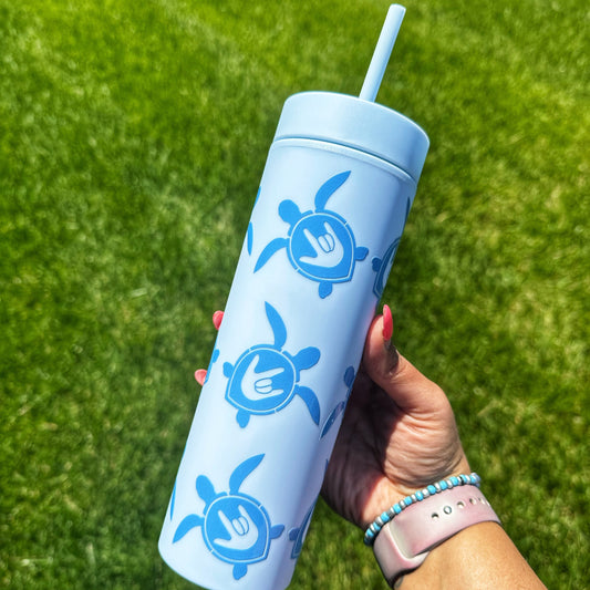 Turtle ILY Sky Blue Skinny Tumbler