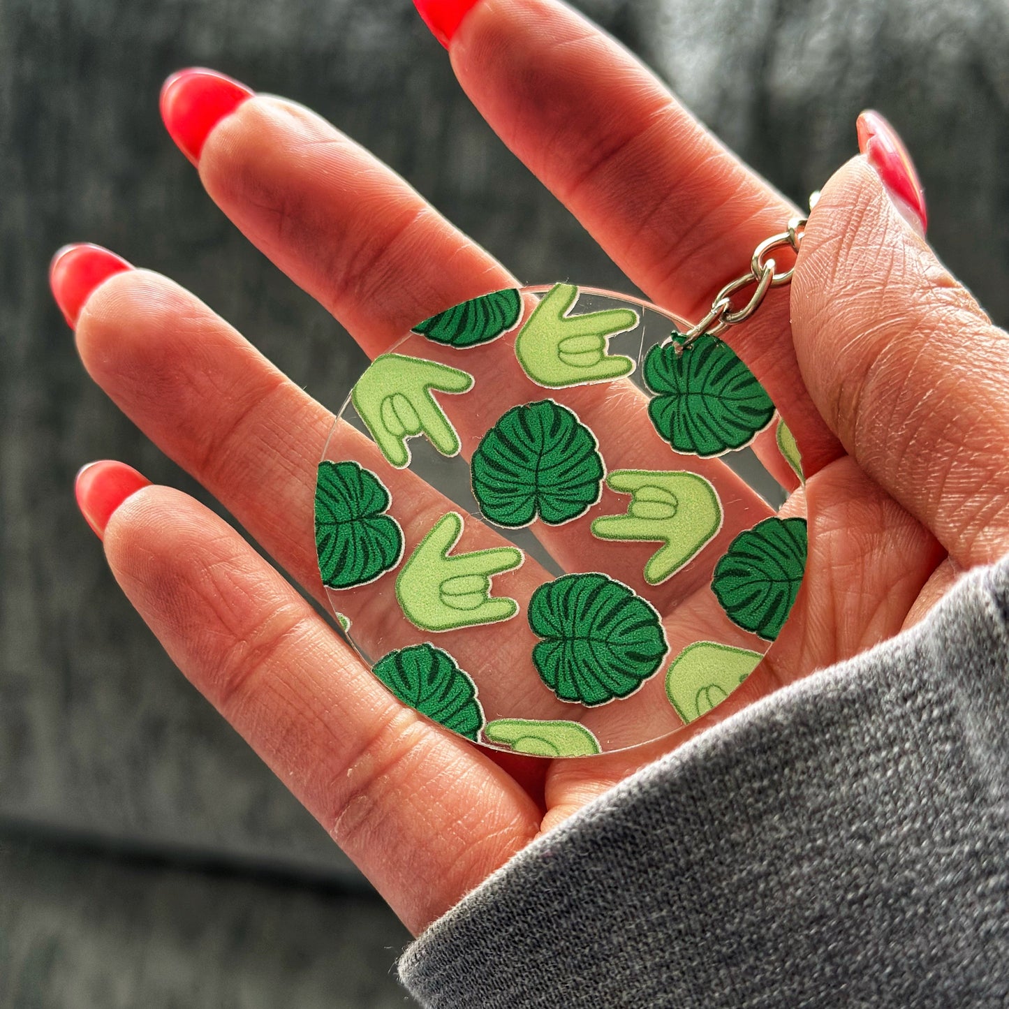 Monstera ILY Acrylic Keychain